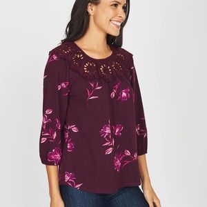 Francesca Floral Knit Top - Dark Magenta